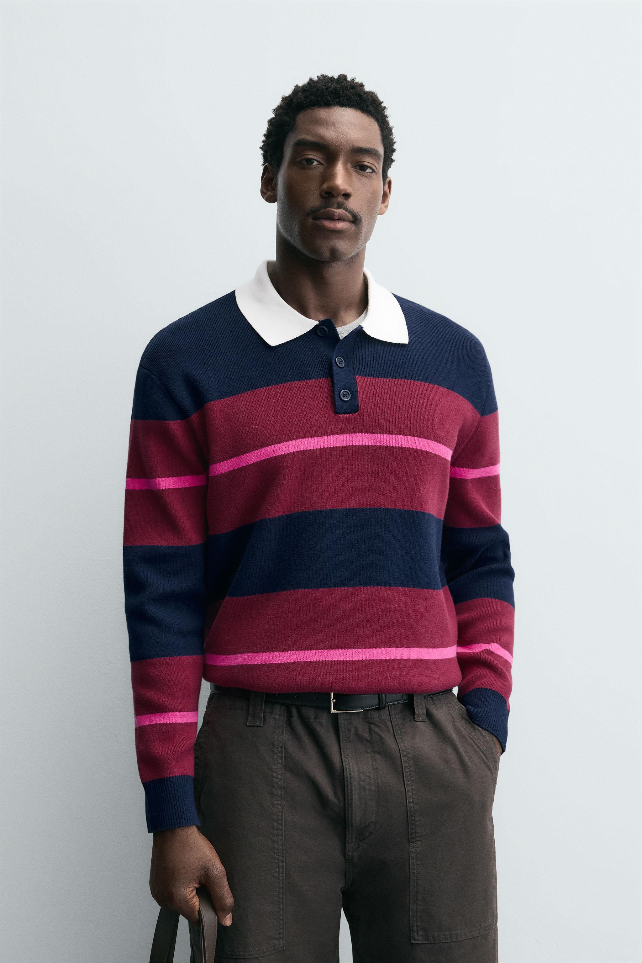 STRIPED KNIT POLO SHIRT